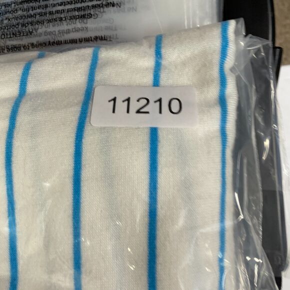 Halogen Cardigan Women L Large White Striped Button Up Knit Nylon Long Sleeve - Picture 9 of 9